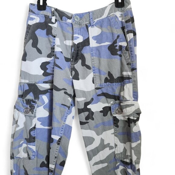Urban Outfitters Y2K Camo Cargo Pull On Jogger Women's 6 Blue 28x26 Drawstring - Picture 3 of 13